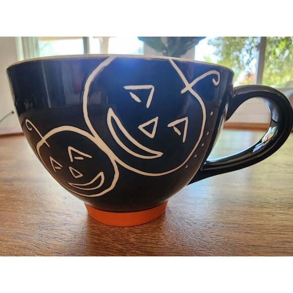 Starbucks 2007 HALLOWEEN Jack O’ Lantern PUMPKIN COFFEE Mug Cup Black/Orange - Picture 3 of 5
